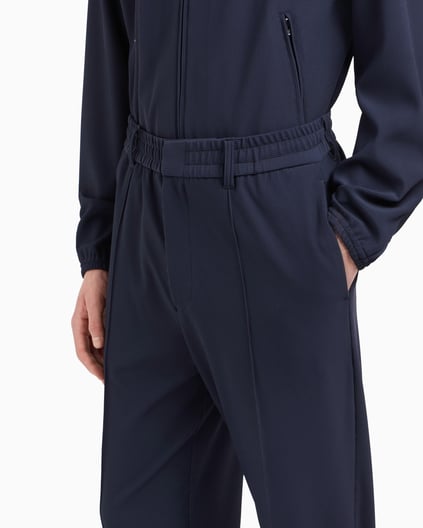 EMPORIO ARMANI Emporıo Armani Erkek Rahat Kalıp Esnek Dokulu Kumaş Pileli Geniş Paça Siyah Pantolon EM001508 AF14076-UC001