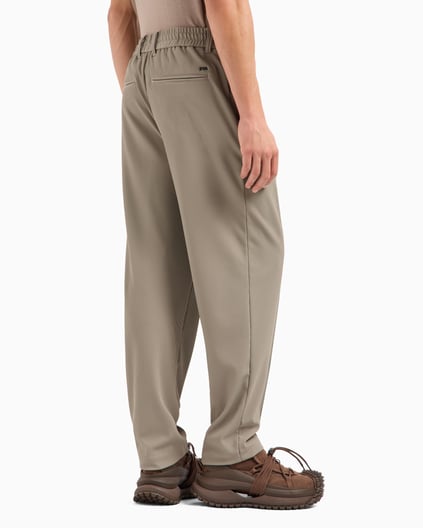 EMPORIO ARMANI Emporıo Armani Erkek Rahat Kalıp Esnek Dokulu Kumaş Pileli Geniş Paça Bej Pantolon EM001508 AF14076-U6218
