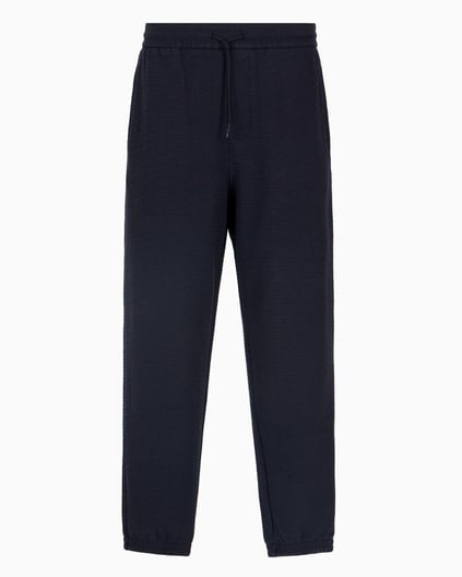 EMPORIO ARMANI Emporıo Armani Erkek Regular Fit Jakarlı Lastikli Bağcıklı Bel Lacivert Spor Eşofman Takımı EM001106 AF13700-UB118