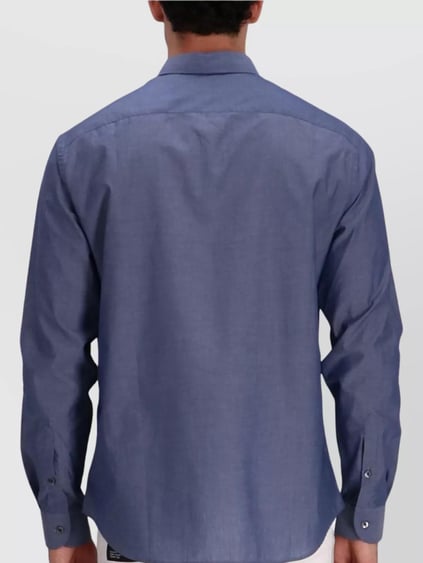 Emporio Armani Emporıo Armani Erkek Regular Fit Gömlek Yaka Pamuk Karışımlı Uzun Kollu Mavi Gömlek EM000099 TE16915-UB081