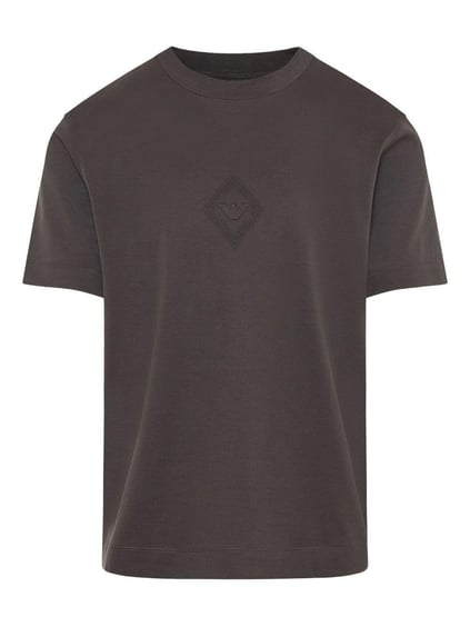 EMPORIO ARMANI Emporıo Armani Erkek Regular Fit Yuvarlak Yaka Kartal Kabartmalı Kısa Kollu Kahverengi T-Shirt EM001040 AF13669-U8168