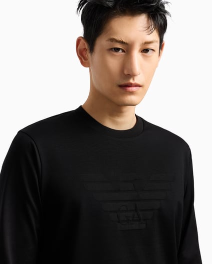 Emporio Armani Emporıo Armani Erkek Saf Pamuk İçerikli Logo Kabartmalı Yuvarlak Yaka Uzun Kollu Normal Kalıp Siyah1 Sweatshirt 8N1TD7 1JGYZ-0022