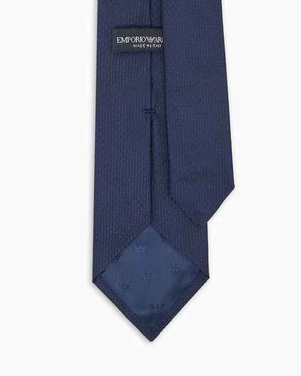 EMPORIO ARMANI Emporıo Armani Erkek Saf İpek Mikro Dokulu Lacivert Kravat EM001344 TE16534-FB172
