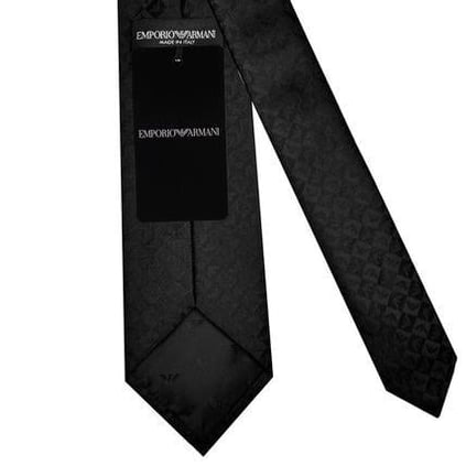 Emporio Armani Emporıo Armani Erkek Saf İpek Kumaş Kare Kartal Desenli Siyah Kravat 340075 2R612-00020