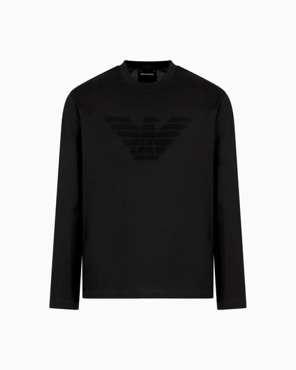 Emporio Armani Emporıo Armani Erkek Saf Pamuk İçerikli Logo Kabartmalı Yuvarlak Yaka Uzun Kollu Normal Kalıp Siyah1 Sweatshirt 8N1TD7 1JGYZ-0022
