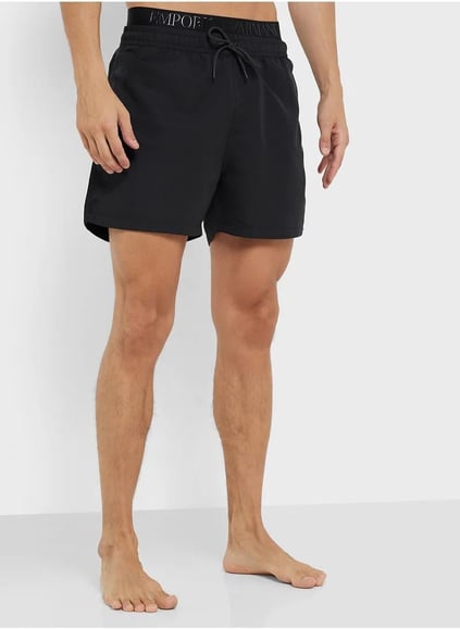 EMPORIO ARMANI Emporıo Armani Erkek Şerit Detaylı Bağcıklı ve Lastikli Siyah Şort EM000686 AF12329-UC001