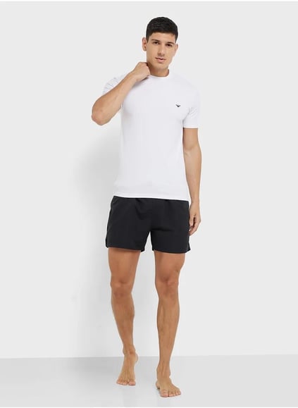 EMPORIO ARMANI Emporıo Armani Erkek Şerit Detaylı Bağcıklı ve Lastikli Siyah Şort EM000686 AF12329-UC001