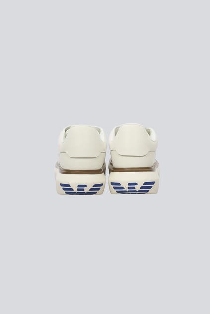 Emporio Armani Emporıo Armani Erkek Topuk Kısmı Logo Desenli Kalın Rahat Taban Bağcıklı Beyaz Sneaker EM003067 AF10848-U0003