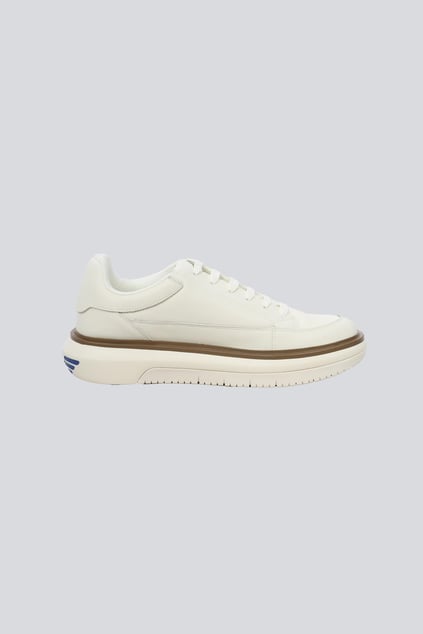 Emporio Armani Emporıo Armani Erkek Topuk Kısmı Logo Desenli Kalın Rahat Taban Bağcıklı Beyaz Sneaker EM003067 AF10848-U0003