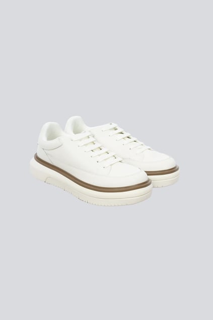 Emporio Armani Emporıo Armani Erkek Topuk Kısmı Logo Desenli Kalın Rahat Taban Bağcıklı Beyaz Sneaker EM003067 AF10848-U0003