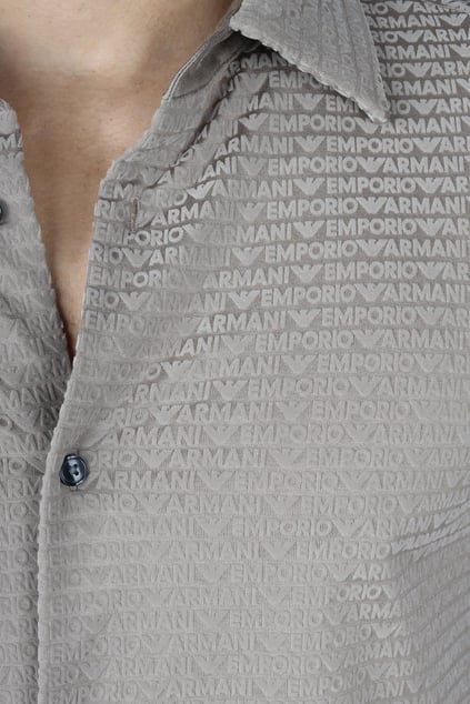 EMPORIO ARMANI Emporıo Armani Erkek Uzun Kol Normal Gömlek Yaka Günlük Bej Gömlek EM001537 AF10017-F6063