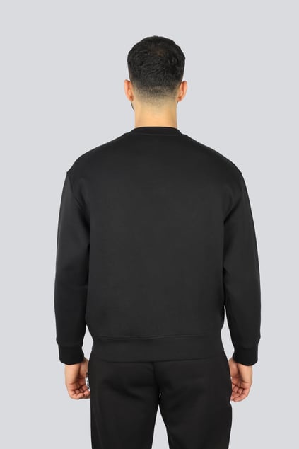 EMPORIO ARMANI Emporıo Armani Erkek Yuvarlak Yaka Regular Fit Dokuma Kumaş Baskılı Uzun Kollu Siyah Sweatshirt EM001052 AF10013-MC170