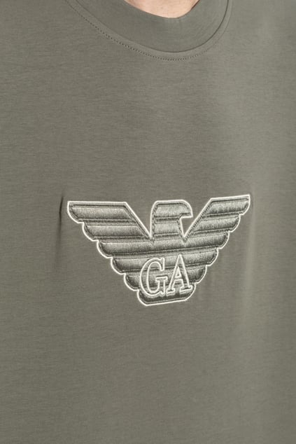 EMPORIO ARMANI Emporıo Armani Erkek Yuvarlak Yaka Regular Fit Dokuma Kumaş Baskılı Uzun Kollu Yeşil Sweatshirt EM001052 AF10013-M8129
