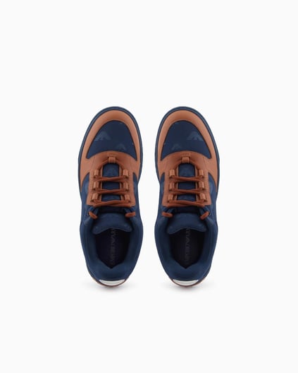 EMPORIO ARMANI Emporıo Armani Erkek Yuvarlak Burun Bağcıklı Kauçuk Taban Deri Lacivert Sneaker EM002849 AF18010-MZ325