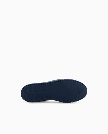 EMPORIO ARMANI Emporıo Armani Erkek Yuvarlak Burun Bağcıklı Kauçuk Taban Deri Lacivert Sneaker EM002849 AF18010-MZ325