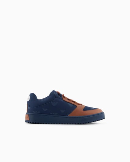 EMPORIO ARMANI Emporıo Armani Erkek Yuvarlak Burun Bağcıklı Kauçuk Taban Deri Lacivert Sneaker EM002849 AF18010-MZ325