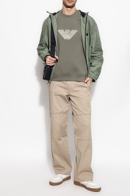 EMPORIO ARMANI Emporıo Armani Erkek Yuvarlak Yaka Regular Fit Dokuma Kumaş Baskılı Uzun Kollu Yeşil Sweatshirt EM001052 AF10013-M8129