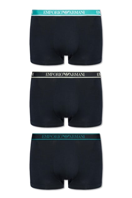 EMPORIO ARMANI Emporıo Armani Erkek Yumuşak Pamuk İçerikli Elastik Marka Logo Bantlı 3'lü Lacivert Boxer EM000259 AF10779-MB139