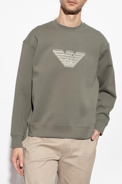 EMPORIO ARMANI Emporıo Armani Erkek Yuvarlak Yaka Regular Fit Dokuma Kumaş Baskılı Uzun Kollu Yeşil Sweatshirt EM001052 AF10013-M8129