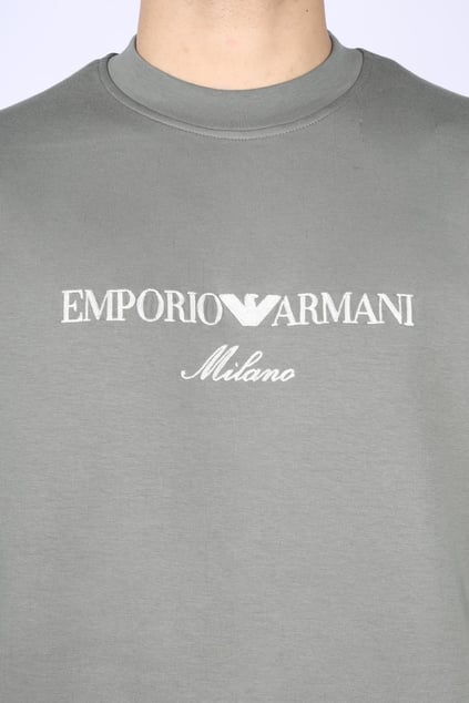 EMPORIO ARMANI Emporıo Armani Erkek Yuvarlak Yaka Regular Fit Dokuma Kumaş Baskılı Uzun Kollu Haki Sweatshirt EM001052 AF10013-M8159