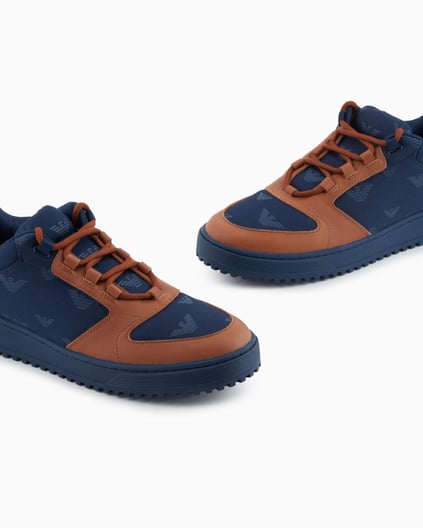 EMPORIO ARMANI Emporıo Armani Erkek Yuvarlak Burun Bağcıklı Kauçuk Taban Deri Lacivert Sneaker EM002849 AF18010-MZ325