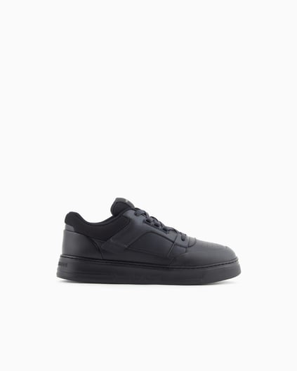 Emporio Armani Emporıo Armani Erkek Yuvarlak Burun Bağcıklı Deri File Detaylı Lacivert Sneaker EM002855 AF18018-MZ312
