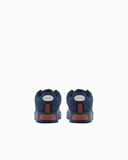 EMPORIO ARMANI Emporıo Armani Erkek Yuvarlak Burun Bağcıklı Kauçuk Taban Deri Lacivert Sneaker EM002849 AF18010-MZ325