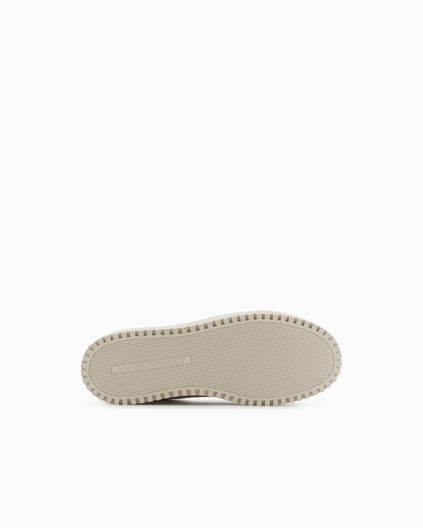 Emporio Armani Emporıo Armani Erkek Yuvarlak Burun Bağcıklı Kauçuk Taban Deri Bej Sneaker EM002849 AF18010-MZ327