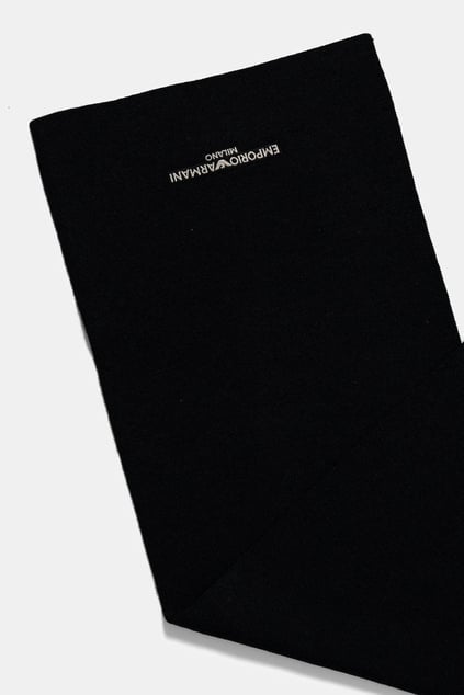 EMPORIO ARMANI Emporıo Armani Erkek Yünlü Pürüzsüz Örme Kumaş Logo İşlemeli Siyah Şal & Eşarp & Fular EM003713 AF18241-U8120