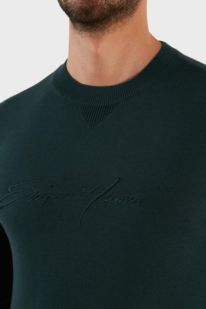 Emporio Armani Emporıo Armani Erkek Yuvarlak Uzun Kollu Günlük Haki Kazak 6L1MXJ 1MBPZ-0586