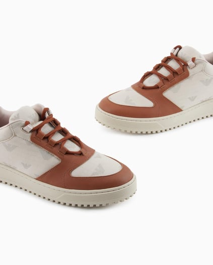 Emporio Armani Emporıo Armani Erkek Yuvarlak Burun Bağcıklı Kauçuk Taban Deri Bej Sneaker EM002849 AF18010-MZ327