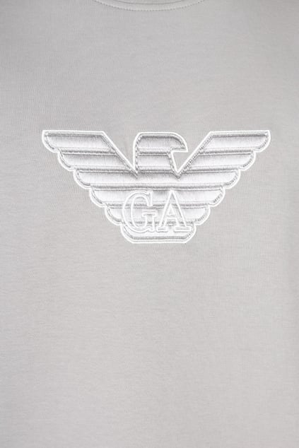 EMPORIO ARMANI Emporıo Armani Erkek Yuvarlak Yaka Regular Fit Dokuma Kumaş Baskılı Uzun Kollu Bej Sweatshirt EM001052 AF10013-M6116