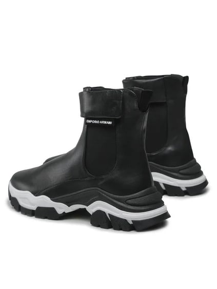 Emporio Armani Emporıo Armani Kadın Bağcıklı Logolu Günlük Kullanım Normal Kalıp Siyah Bot & Bootie X3M357 XF683-00002