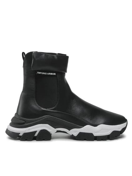 Emporio Armani Emporıo Armani Kadın Bağcıklı Logolu Günlük Kullanım Normal Kalıp Siyah Bot & Bootie X3M357 XF683-00002