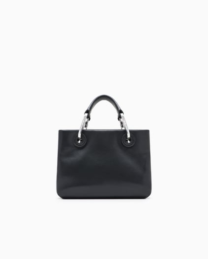 EMPORIO ARMANI Emporıo Armani Kadın Deri Geniş İç Bölmeli Kısa Ve Uzun Elden Tutma Siyah Omuz Çantası EW000382 AF18673-UC001