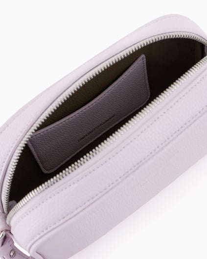 EMPORIO ARMANI Emporıo Armani Kadın Deri Tek Fermuar Kapamalı Askı Marka Yazı Desenli Lila Omuz Çantası EW000537 AF12036-M4033