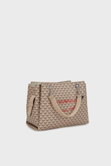 EMPORIO ARMANI Emporıo Armani Kadın Deri Marka Logolu Fermuarlı Günlük Kullanım Kahverengi Omuz Çantası Y3D159 YWS0E-F1075