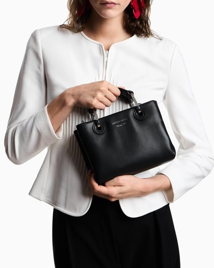 EMPORIO ARMANI Emporıo Armani Kadın Deri Geniş İç Bölmeli Kısa Ve Uzun Elden Tutma Siyah Omuz Çantası EW000382 AF18673-UC001