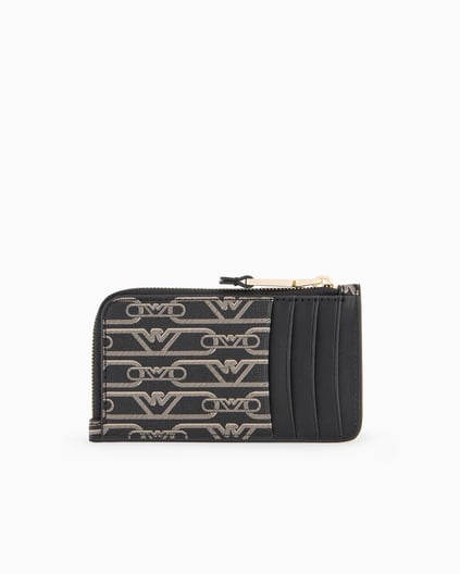 EMPORIO ARMANI Emporıo Armani Kadın Fermuarlı Dış Cepli Monogram Kartal Logolu Siyah Kartlık EW000367 AF11951-FC033