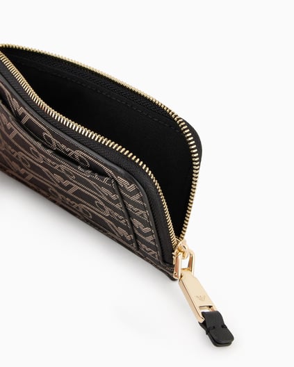 EMPORIO ARMANI Emporıo Armani Kadın Fermuarlı Dış Cepli Monogram Kartal Logolu Siyah Kartlık EW000367 AF11951-FC033
