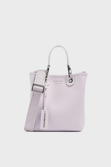 EMPORIO ARMANI Emporıo Armani Kadın Geniş Deri Kısa El Tutma Uzun Logo Detaylı Askı Pembe Omuz Çantası EW000362 AF12036-M4033