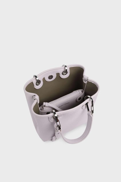 EMPORIO ARMANI Emporıo Armani Kadın Geniş Deri Kısa El Tutma Uzun Logo Detaylı Askı Pembe Omuz Çantası EW000362 AF12036-M4033