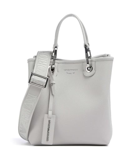 EMPORIO ARMANI Emporıo Armani Kadın Geniş Deri Kısa El Tutma Uzun Logo Detaylı Askı Gri Omuz Çantası EW000362 AF12036-M8118