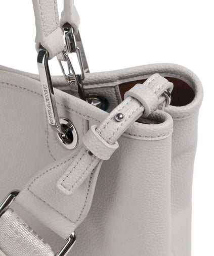 EMPORIO ARMANI Emporıo Armani Kadın Geniş Deri Kısa El Tutma Uzun Logo Detaylı Askı Gri Omuz Çantası EW000362 AF12036-M8118