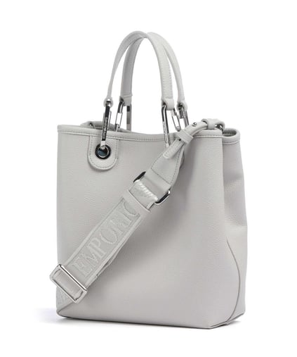 EMPORIO ARMANI Emporıo Armani Kadın Geniş Deri Kısa El Tutma Uzun Logo Detaylı Askı Gri Omuz Çantası EW000362 AF12036-M8118