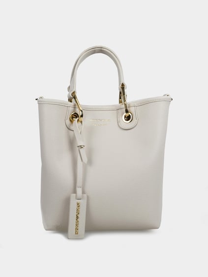 EMPORIO ARMANI Emporıo Armani Kadın Geniş Deri Kısa El Tutma Uzun Logo Detaylı Askı Gri1 Omuz Çantası EW000362 AF12036-M1051