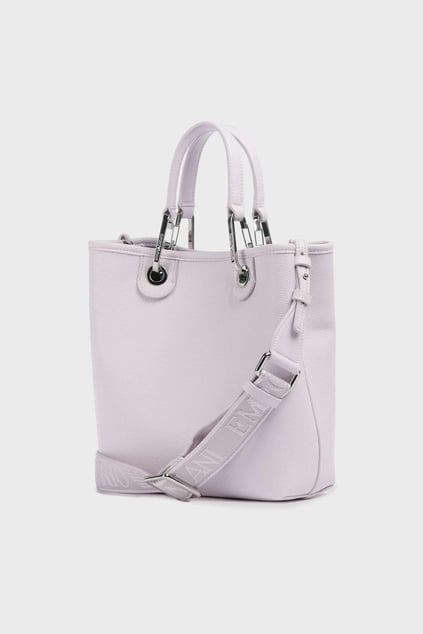 EMPORIO ARMANI Emporıo Armani Kadın Geniş Deri Kısa El Tutma Uzun Logo Detaylı Askı Pembe Omuz Çantası EW000362 AF12036-M4033