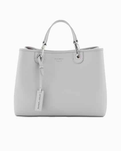 EMPORIO ARMANI Emporıo Armani Kadın İç Bölmeli Marka Yazı ve Logo Desenli Fermuar Kapamalı Gri Omuz Çantası EW000360 AF12036-M8118