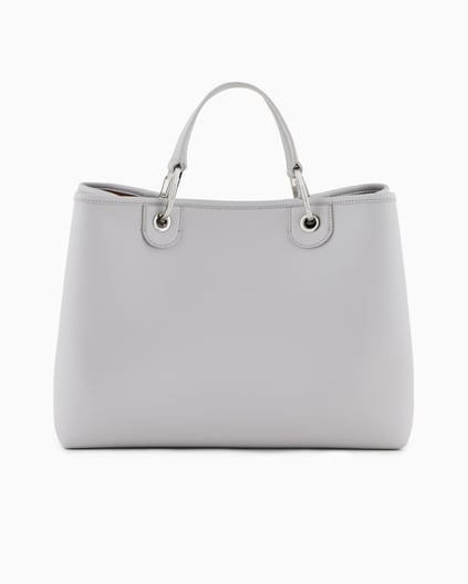 EMPORIO ARMANI Emporıo Armani Kadın İç Bölmeli Marka Yazı ve Logo Desenli Fermuar Kapamalı Gri Omuz Çantası EW000360 AF12036-M8118