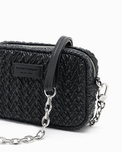 Emporio Armani Emporıo Armani Kadın Kabartma Desenli Zincir Omuz Askılı Siyah Omuz Çantası EW001924 AF19228-UC001